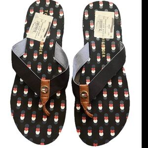 Tommy Hilfiger Navy Blue Polka Dot Flip Flops NWOT Womens Thong Summer Sandals